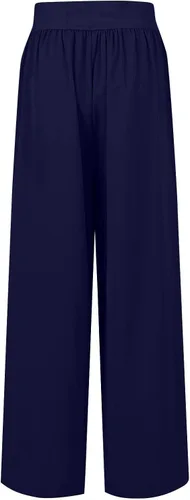 Vista 7 de Pantalones de pierna ancha para mujer, cintura elástica, pantalones de color sólido, pantalones de entrenamiento casuales de verano, pantalones