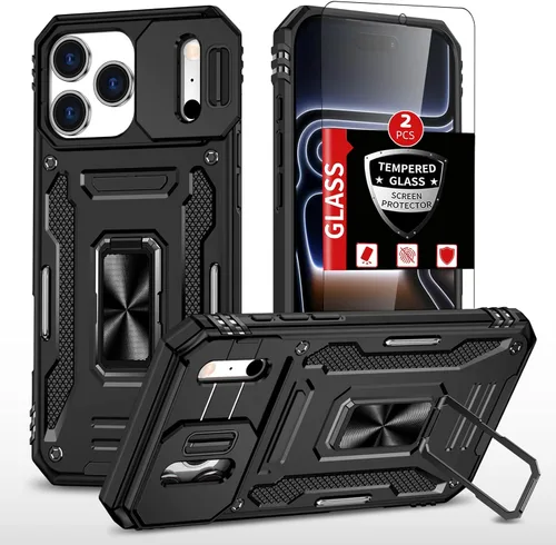 Vista 17 de Funda para iPhone 12 Pro Max con 2 protectores de pantalla, cubierta deslizante integrada para cámara para 12Pro Max, funda para teléfono