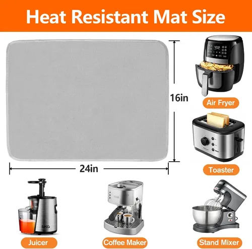 Vista 5 de Tapetes resistentes al calor para encimera, tapete ignífugo para freidora de aire de 16 x 24 pulgadas, tapetes para parrilla al aire libre