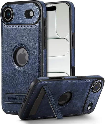 Vista 37 de Funda de cuero para iPhone 13 Pro, funda protectora delgada con función atril a prueba de golpes, soporte invisible integrado compatible con iPhone