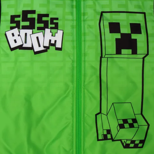 Vista 5 de Minecraft Chaqueta bomber para niños, chaqueta universitaria con estampado gráfico con cremallera para niños y niños pequeños Verde