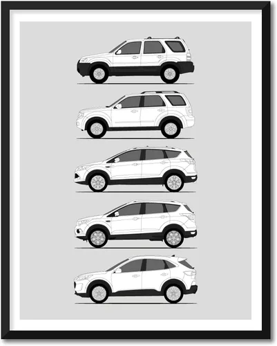 Vista 26 de Idea Network Póster hecho a mano compatible con Ford Print Wall Art Decoración hecha a mano de lo mejor de las generaciones de Ford, Historia Ford