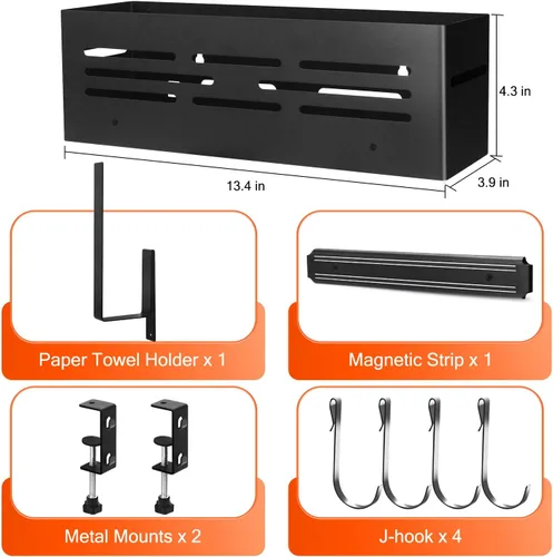 Vista 4 de Organizador de parrilla para parrilla Blackstone de 28/36 pulgadas, soporte para accesorios de barbacoa con tira magnética y soporte para toallas