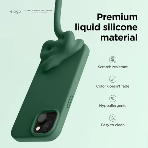 Vista 3 de elago Compatible con Funda para iPhone 15, Funda de Silicona Líquida, Cubierta Protectora de Cuerpo Completo, Resistente a Golpes, Diseño Delgado