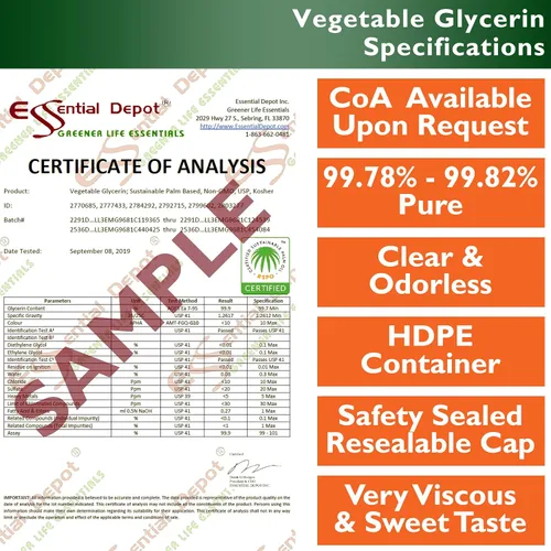 Vista 4 de Glycerin Vegetable Kosher USP, 1 Galón, 10.5 libras. (168 oz.) - USP, Kosher, grado farmacéutico