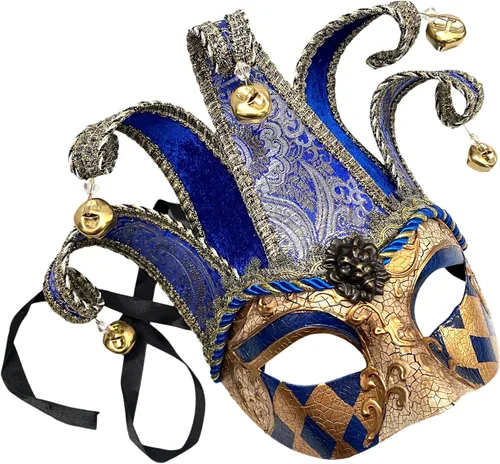 Vista 12 de Máscara unisex para hombre, Mardi Gras, vintage, arlequines, mascarada, Jolly Jester, cosplay, baile, cumpleaños, carnaval