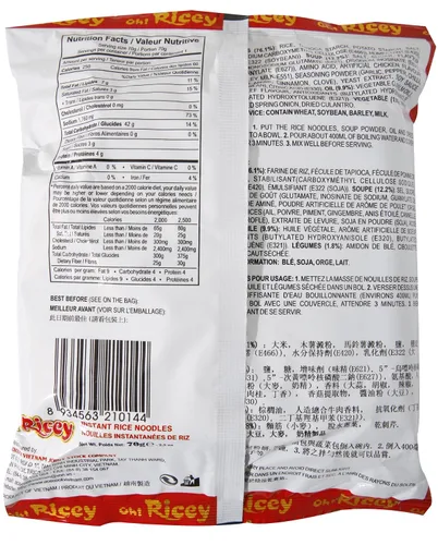 Vista 2 de Oh! Ricey - Sopa instantánea de fideos de arroz Pho Bo (sabor a carne), 2.5 onzas (caja de 24)