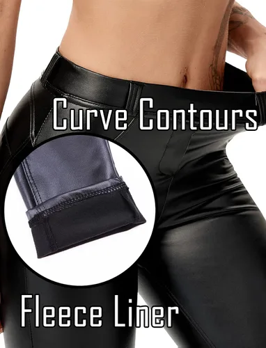Vista 5 de Pantalones de cuero para mujer, leggings de piel sintética, sexy, color negro y rojo, mallas ajustadas para uso casual