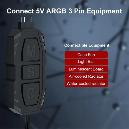 Vista 2 de DS Mini ARGB Kit de controlador de ventiladores de PC con función de juego uno a uno para ventiladores RGB de carcasa de computadora, disipador