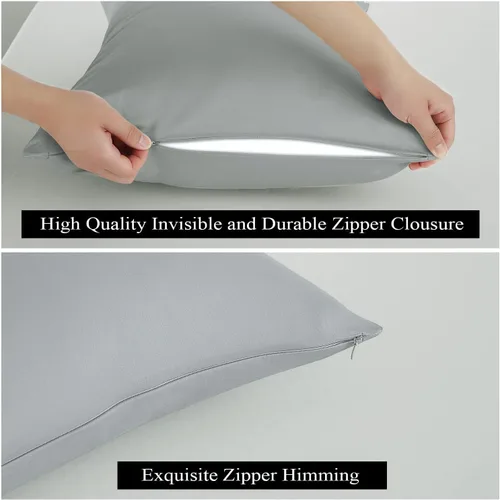 Vista 100 de Juego de 2 fundas de almohada 100% de algodón egipcio, fundas de almohada refrescantes de 400 hilos, fundas de almohada suaves y transpirables