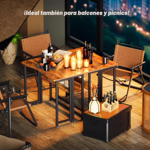 Vista 7 de Huuger Escritorio Plegable con Estante de Almacenamiento, Mesa de Computadora Plegable de 31.5 Pulgadas para Espacios Pequeños, Mesa de Sofá que
