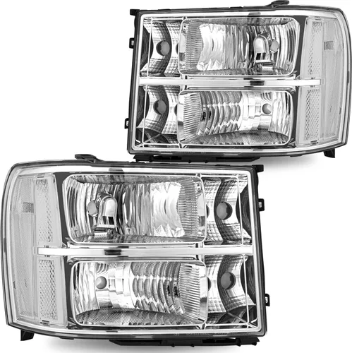 Vista 10 de SOCKIR Conjunto de Faros Halógenos Bombillas Incluidas Compatible con GMC 2007-2013 Sierra 1500 / 2007-2014 2500HD 3500HD 09-13 Hybrid Lado