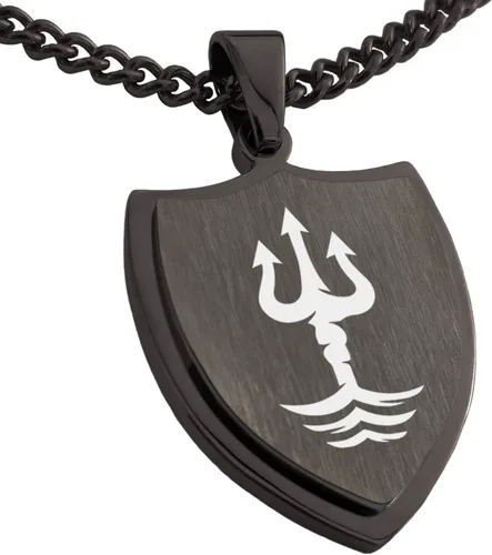 Vista 31 de Collar con colgante de escudo de dioses griegos de acero inoxidable