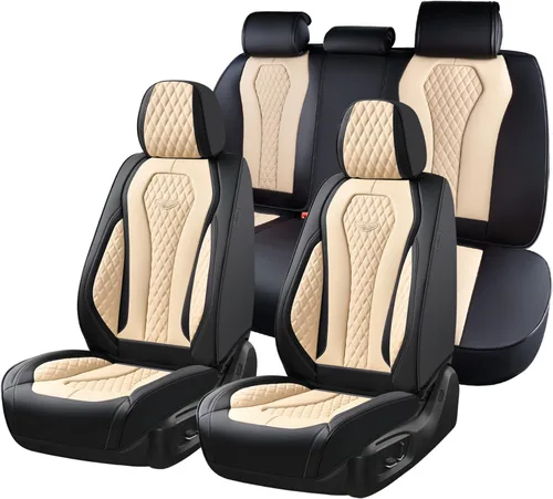 Vista 35 de Coverado Fundas de asiento de automóvil, fundas de asiento delantero, funda de asiento de coche beige, fundas impermeables para asiento