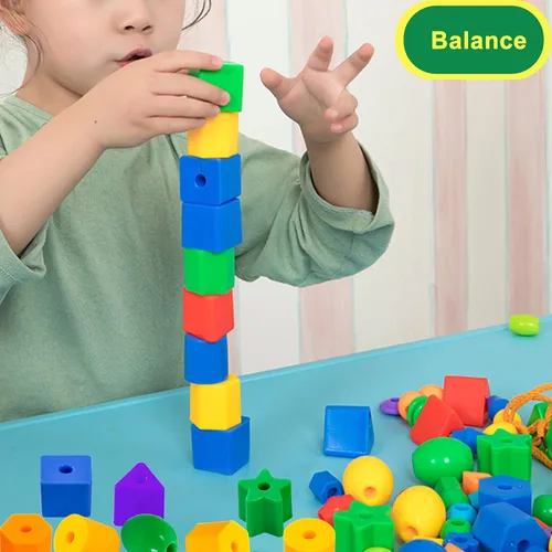 Vista 7 de KUTOI Juguetes para niños pequeños – Juego de cuentas grandes con cordones para habilidades motoras finas y coordinación ojo-mano – 36 cuentas y 6