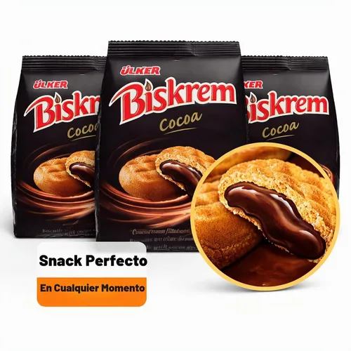 Vista 2 de Ulker Galletas rellenas de crema de cacao Biskrem (paquete de 3, total de 2.12 onzas)