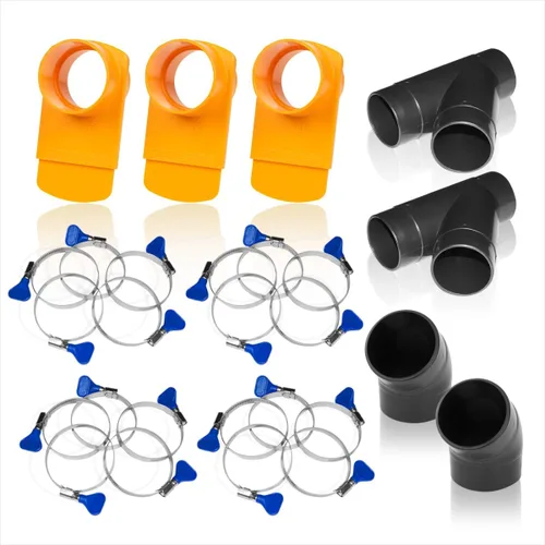 Vista 9 de POWERTEC Kit de accesorios de recolección de polvo de 2-1/2 pulgadas con conectores transparentes, puertas de chorro y abrazaderas de manguera