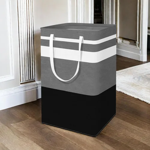 Vista 5 de Paquete de 2 cestas plegables para la ropa sucia, canastas grandes para la ropa sucia con asas, cestas de lavandería impermeables, cestas plegables