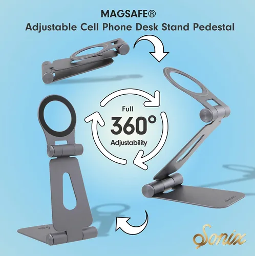 Vista 3 de Sonix Pedestal magnético ajustable para teléfono celular, compatible con Apple MagSafe (grafito)