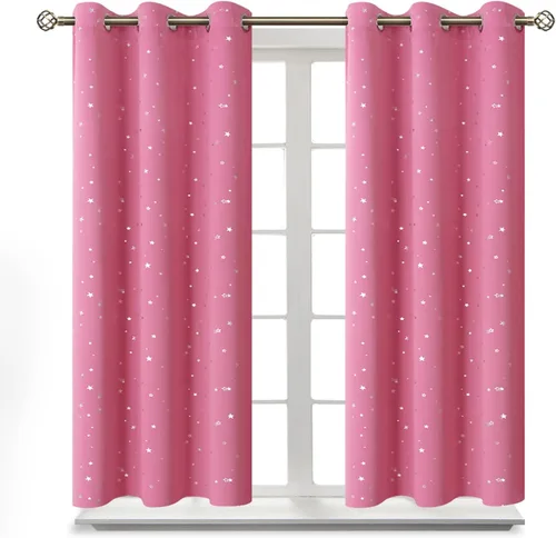 Vista 56 de BGment Cortinas opacas para dormitorio infantil, con aislamiento térmico, con ojales, estampado de estrellas plateadas, cortinas para oscurecer
