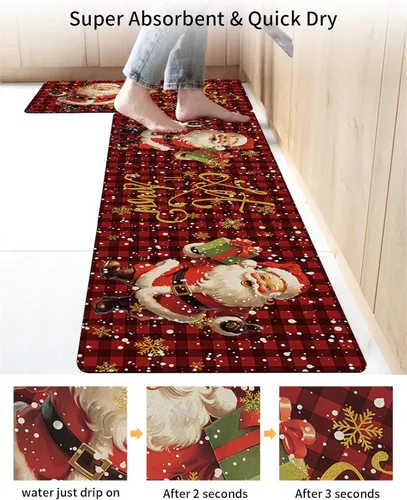Vista 4 de Tapete de baño de Navidad para bañera, antideslizante, de secado rápido y absorbente, tierra de diatomeas, fregadero, dormitorio, cocina, lavable