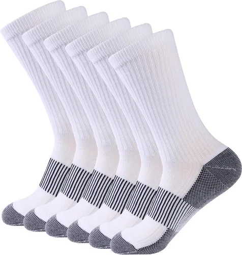 Vista 10 de FOOTPLUS Calcetines de compresión de cobre para senderismo, unisex, con suela acolchada y soporte de arco atlético, calcetines para correr 01# 6