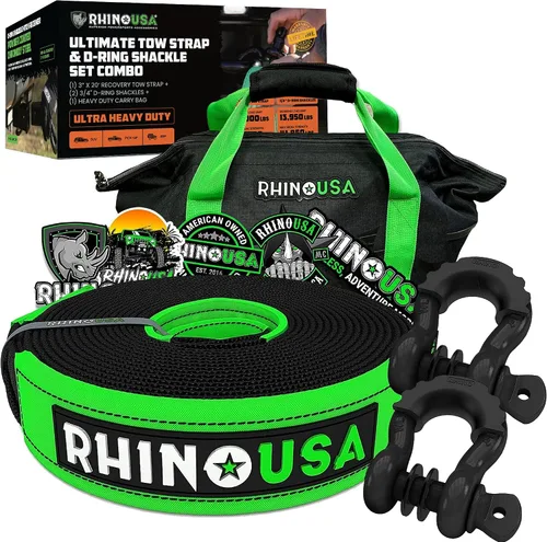 Vista 9 de Dos correas de recuperación resistentes de Rhino USA, Negro
