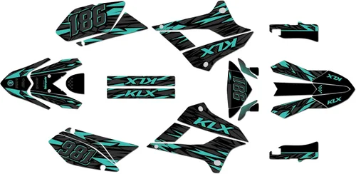 Vista 5 de Kit de gráficos para Kawasaki KLX250 2008-2020 y KLX300SM 2021-2023 Twitch Series Azul 9 mil - Easy Go - Adhesivo para motocicleta Dirt Pit Bike