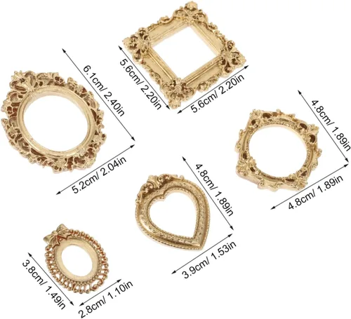 Vista 9 de Mini Vintage Picture Frames 10pcs Resin Gold Tabletop Display