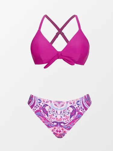 Vista 36 de CUPSHE - Conjunto de bikini de dos piezas para mujer, estampado floral y detalle de nudo de conejo
