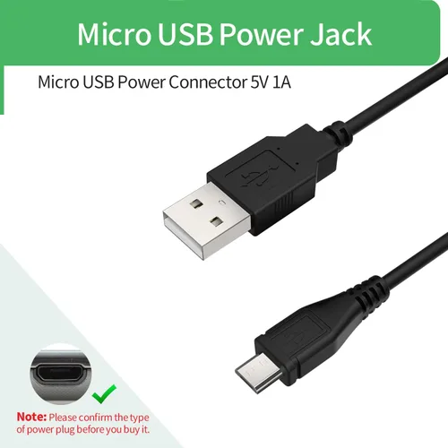 Vista 2 de Cable de carga de pared micro USB de 5 V, adaptador de alimentación de CA a CC con cable de alimentación de 9.8 ft de 10 pies para cámara