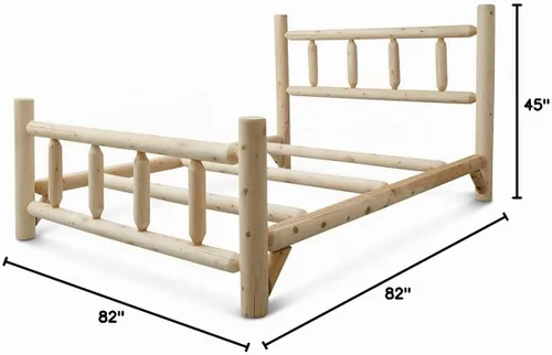 Vista 2 de CASTLECREEK - Cama King de madera de cedro norteamericano con cabecero y estribo; marcos de cama de madera natural rústica sin terminar
