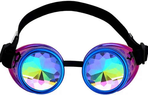 Vista 50 de Gafas caleidoscopio para raves trippy psicodélico steampunk con lentes de cristal de difracción de prisma arcoíris