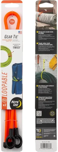 Vista 20 de Nite IZE Gear Tie Loopable, el original lazo de goma reutilizable con lazo integrado resistente, 12 pulgadas, negro, paquete de 2, fabricado