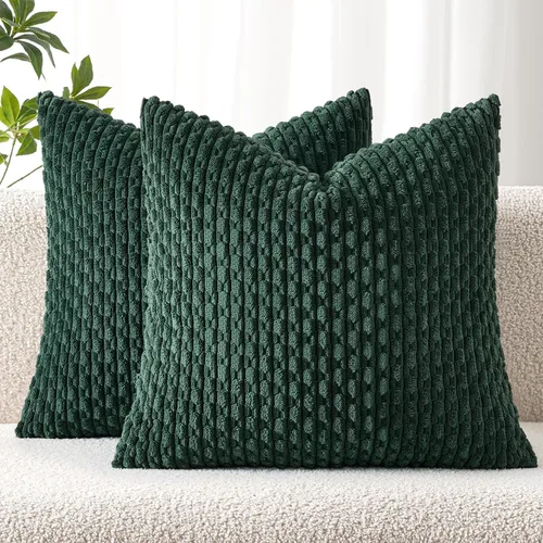 Vista 44 de MIULEE - Juego de 2 fundas decorativas cuadradas para cojines, de pana suave y con estilo campestre bohemio a rayas para decorar hogar, sofá, cama