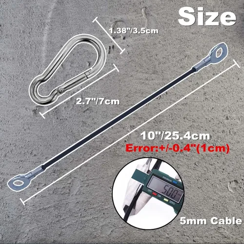 Vista 2 de J Bryant Cables de gimnasio de extensión de máquina de cable de 10 pulgadas (2 piezas) con mosquetón de acero inoxidable para sistemas de poleas