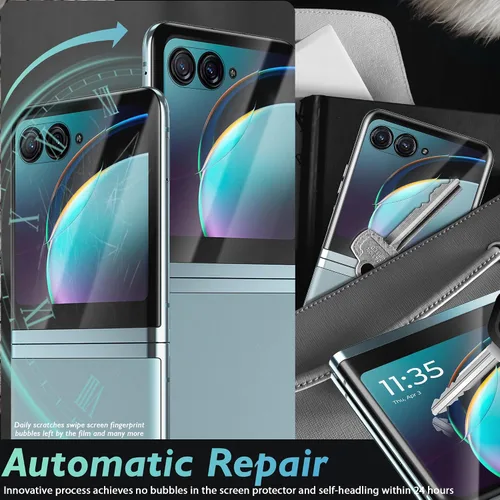 Vista 3 de Orzero Paquete de 3 protectores de pantalla frontal compatibles con Motorola Razr+/Razr Plus 2023, Protector De Pantalla TPU suave (no vidrio)