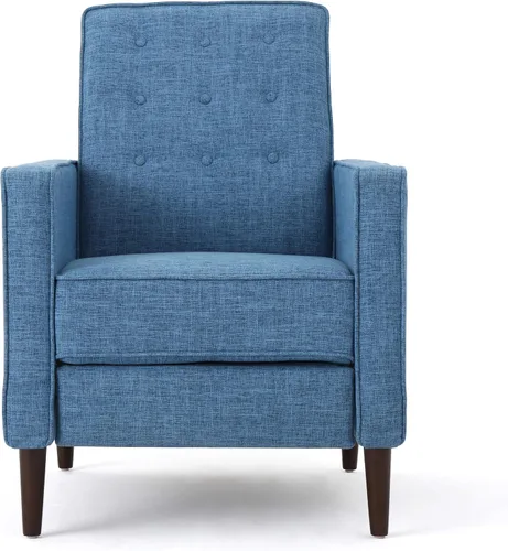 Vista 16 de GDFStudio Macedonia - Sillón reclinable de tela con respaldo copetudo, moderno Pizarra / Espresso oscuro