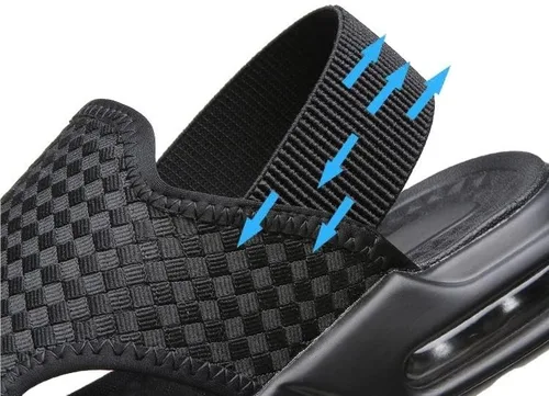Vista 3 de Sandalias de verano tejidas de suela suave para hombre, para exteriores, verano, puntera abierta, antideslizantes, para playa, aumento de altura