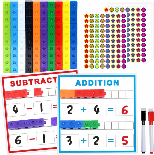 Vista 9 de SpriteGru - Juego de 100 cubos de enlace matemático, cubos matemáticos manipulativos que se conectan y cuentan, bloques de construcción