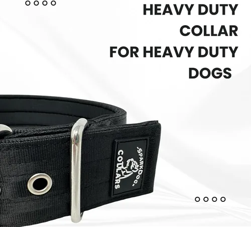 Vista 6 de SparkDog - Collar acolchado para perro, 2 pulgadas de ancho, nailon de 4 capas, correas para cinturón de seguridad, accesorios de acero inoxidable