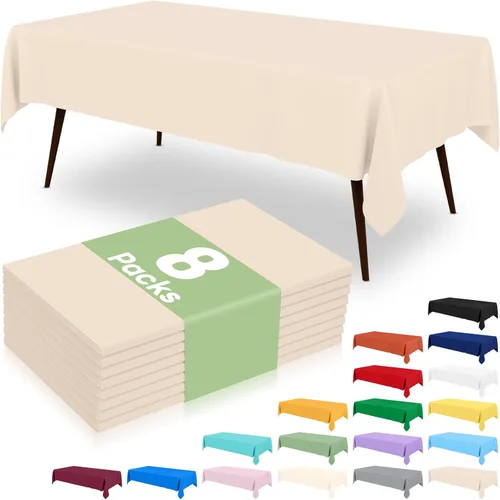 Vista 42 de 6 paquetes de manteles de plástico desechables, 54 x 72 pulgadas mantel rectangular impermeable, cubiertas de mesa decorativas a prueba de fugas