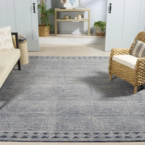 Vista 19 de SAFAVIEH Abstract Collection - Alfombra decorativa, 2 x 3 pies, marfil y gris, lana hecha a mano, ideal para zonas de alto tráfico en entrada, sala