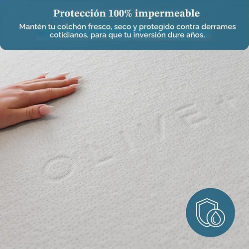Vista 3 de Olive + Crate Protector de colchón de bambú 100% viscosa, funda de colchón de refrigeración ecológica, protección hipoalergénica impermeable