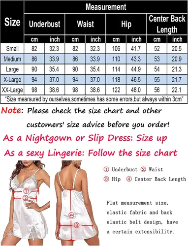 Vista 6 de Holagift Women Sexy Lingerie Sleepwear V Neck Satin Lace Chemise Nightgown