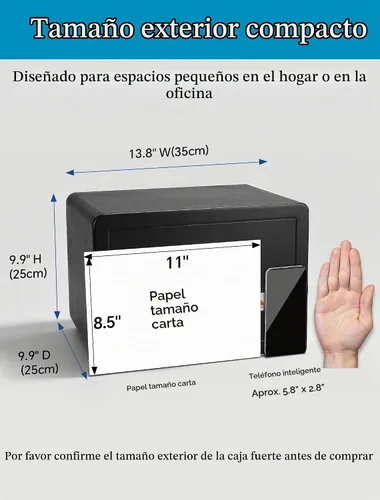 Vista 4 de TIGERKING Caja fuerte biométrica para el hogar pequeña con llave y teclado