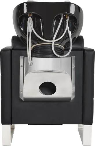Vista 8 de BarberPub Juego de tazones y sillas de cerámica para champú para peluquería, estación de fregadero ajustable para lavado de cabello, estación