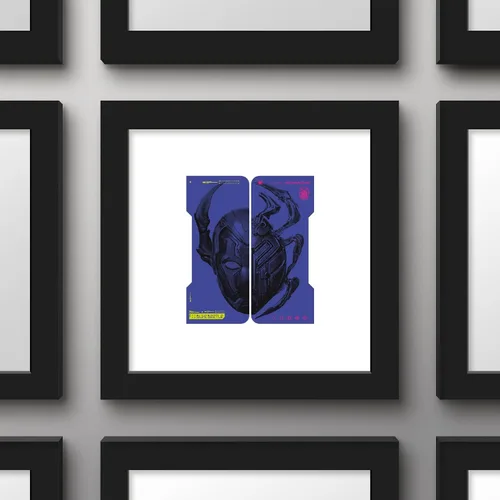Vista 2 de Trends International Gallery Pops DC Comics Blue Beetle - Póster de pared de biotecnología alienígena, 12 x 12 pulgadas, versión de marco negro