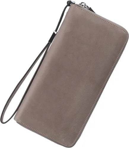 Vista 74 de Lavemi Pequeña cartera compacta para mujer, con bloqueo RFID, de piel auténtica, plegable, con ventanas de identificación