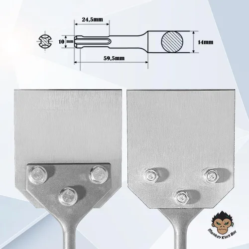 Vista 3 de Monkey King Bar - Sds Plus Bits de 4 pulgadas de ancho - (4 x 10 pulgadas) SDS Plus - Rascador de piso de mango corto con quita Thinset compatible